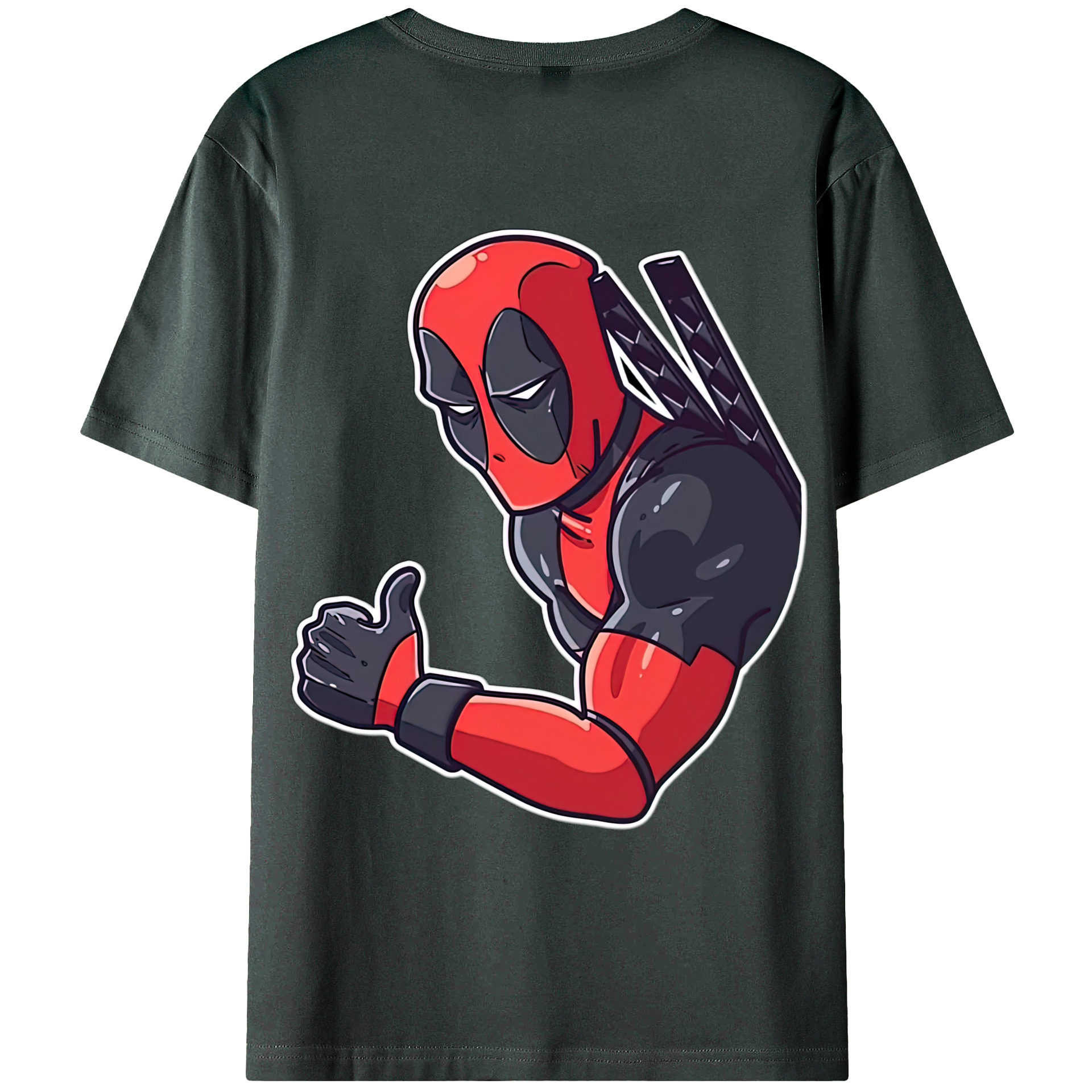 （画像用） Deadpool デッドプール 綿100％ メンズ半袖Tシャツ（バックプリント） 通気性
